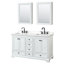 Ensemble de meuble-lavabo double autoportant Deborah avec plateau en quartz et miroir-92725549-92725548-92725547