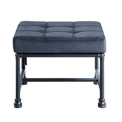 Repose-pieds Brantley en velours gris et finition gris sable