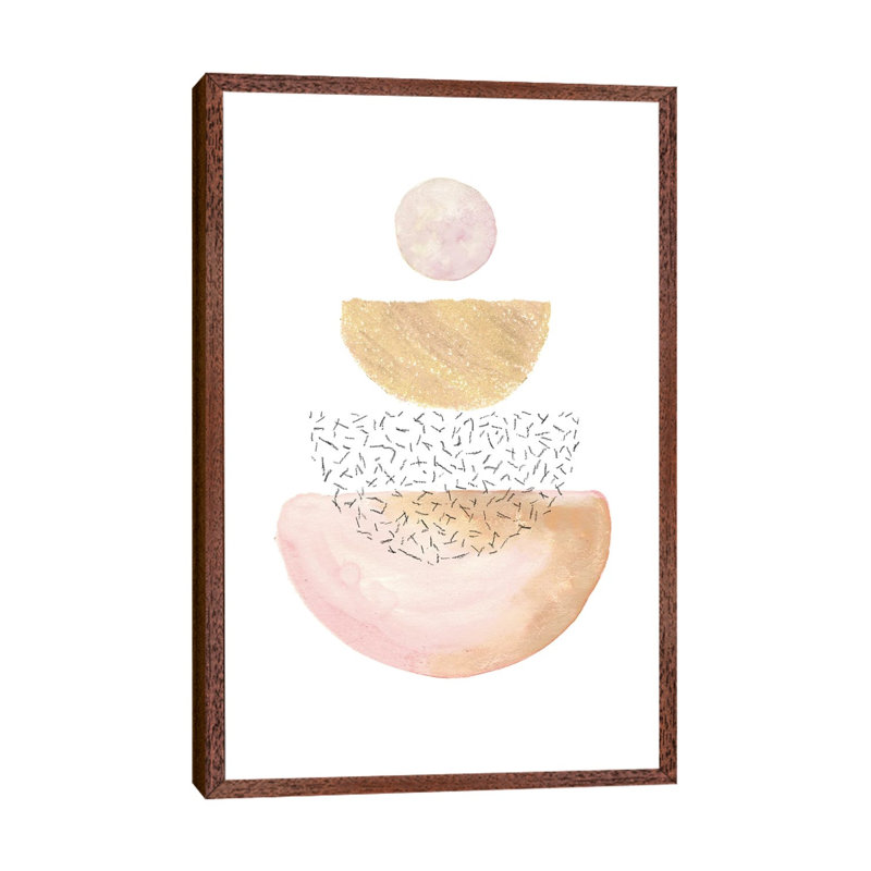 Abstract Geometric Art 1 Piece Painting on Canvas, 66.04cm H x 45.72cm W x 3.81cm D, Classic Brown Wood Framed