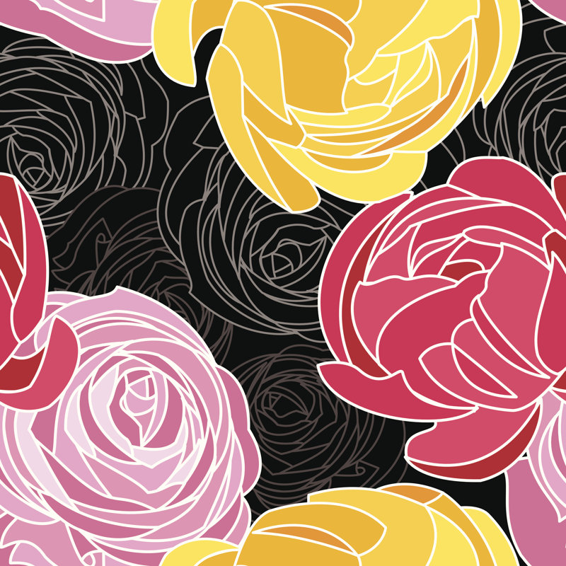 Motif floral Ranunculus par Rusanovska, H 12 po x l 12 po