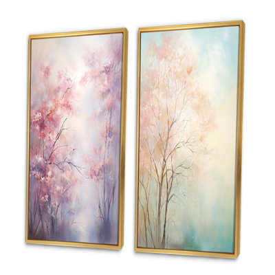 «Pink Trees Romantic Impression», 2 pièces