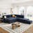 L-shaped Padded Sectional Modular Sofa with Storage Space, USB Ports, and Cup Holders on the Armrests-2137691385