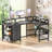 67" L Shaped Computer Desk With LED Lights And Power Outlets-628373188