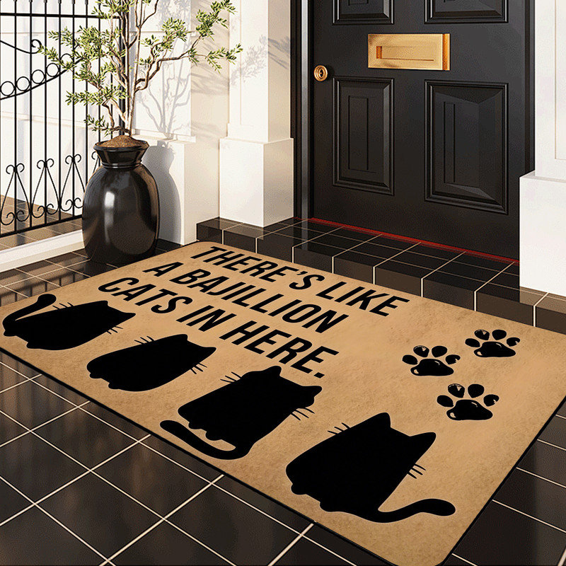  Tapis d'entrée antidérapant pour l'extérieur, 16 po x 24 po, chaton, chaton bienvenu, 16 po x 24 po