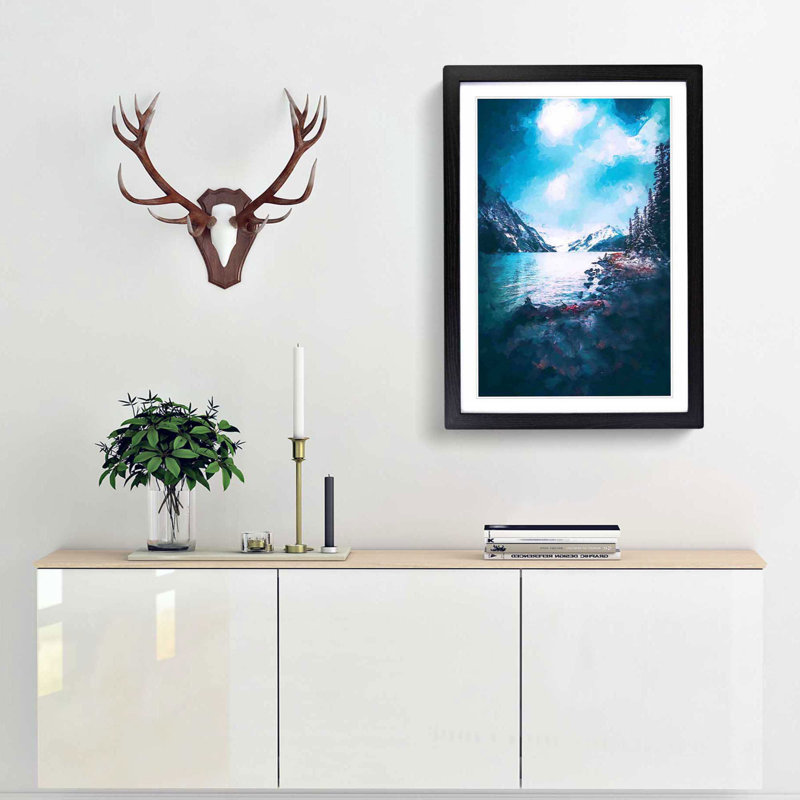 Chephren Lake in Canada in Abstract - Framed Print, 65cm H x 48cm W x 2cm D, Black Framed