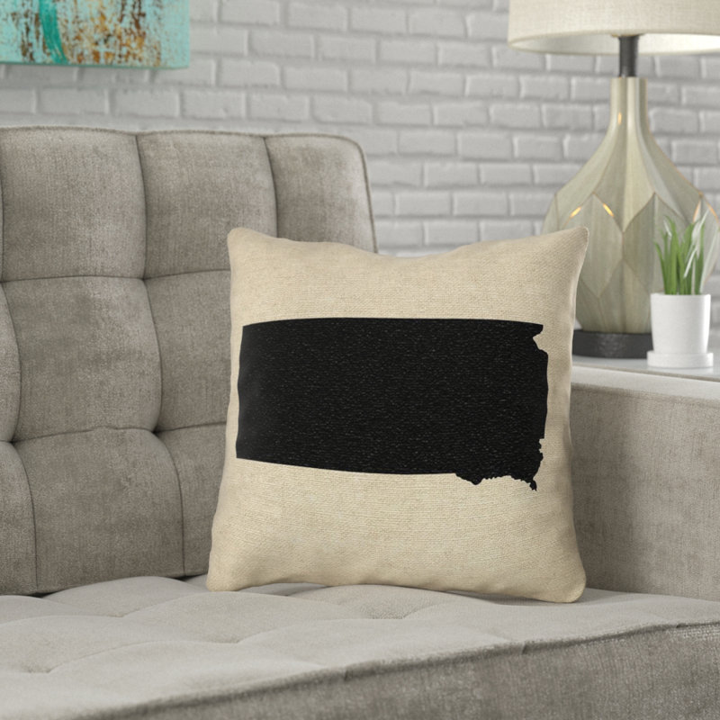 Coussin décoratif en sergé de polyester Katelyn Smith, 16 po x 1 po, Dakota du Sud, Noir