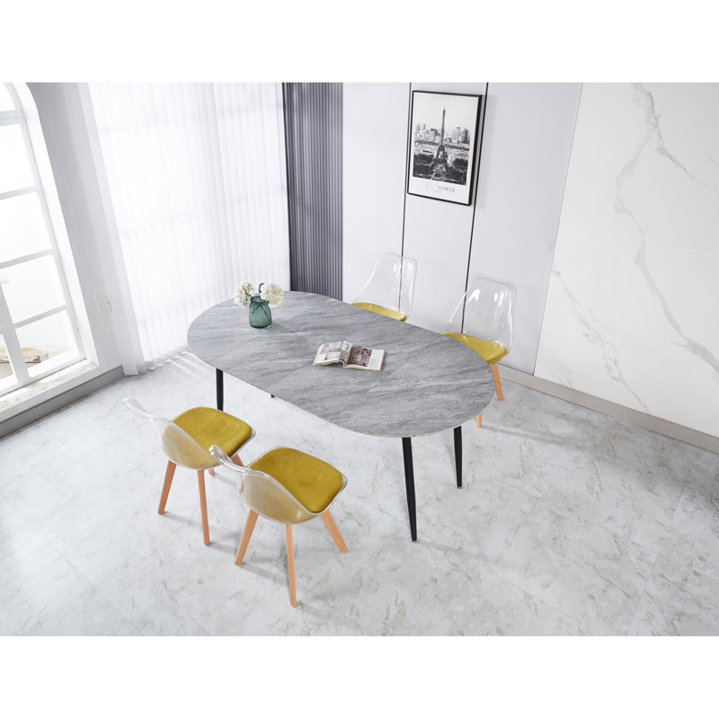 Extensible Table, Gray With Metal Legs For Dining Room And Office Settings - 40.3 In Wide, 28.72 Tall, 92.59 Lb Well Made Table Width, Height, Carefully Designed