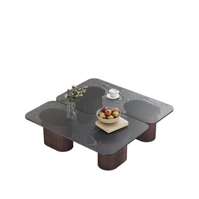 Tempered Glass Top Convertible Coffee Table Set
