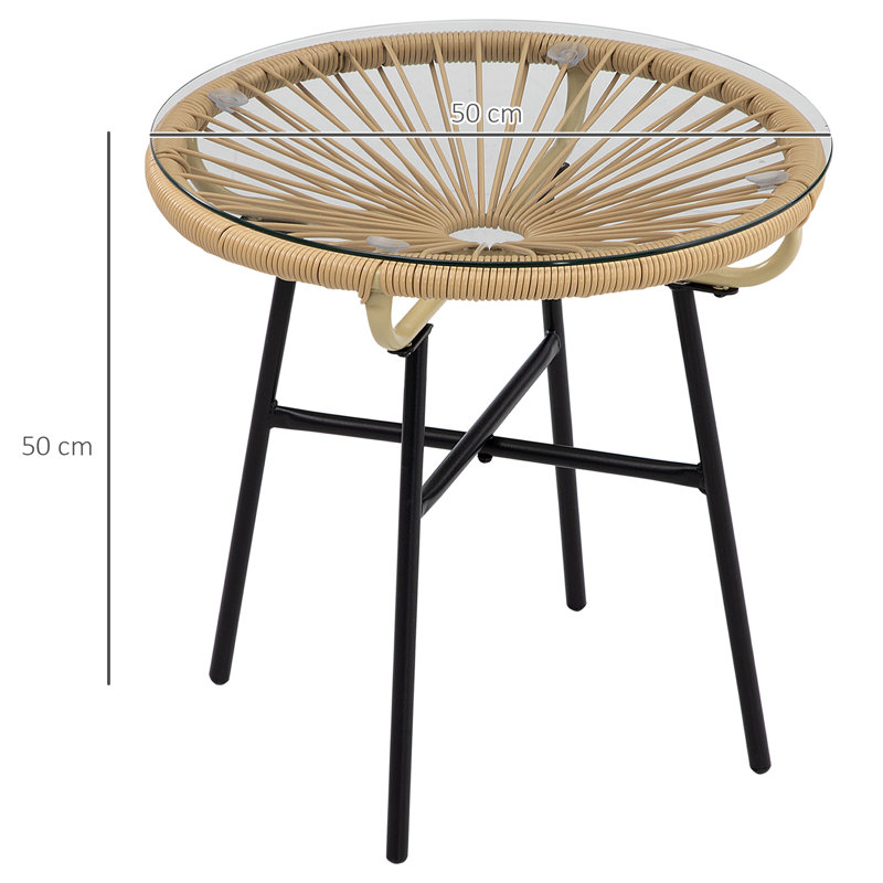 Gratian Rattan Side Table Round Outdoor Coffee Table PE Rattan Beige