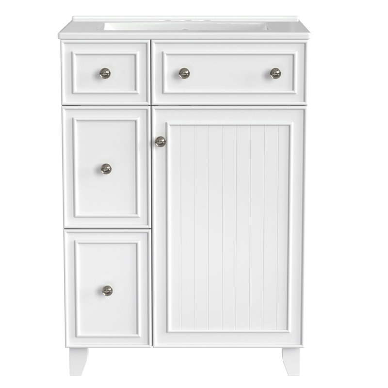 Élégant meuble-lavabo avec rangement pratique et lavabo en céramique, Blanc