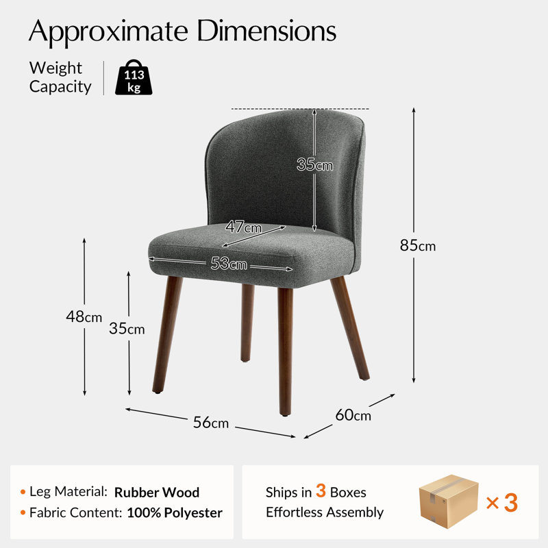 Upholstered Dining Chair, Grey, 6