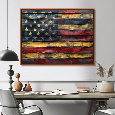 Blue Red American Flag I - Flag Wall Art Print