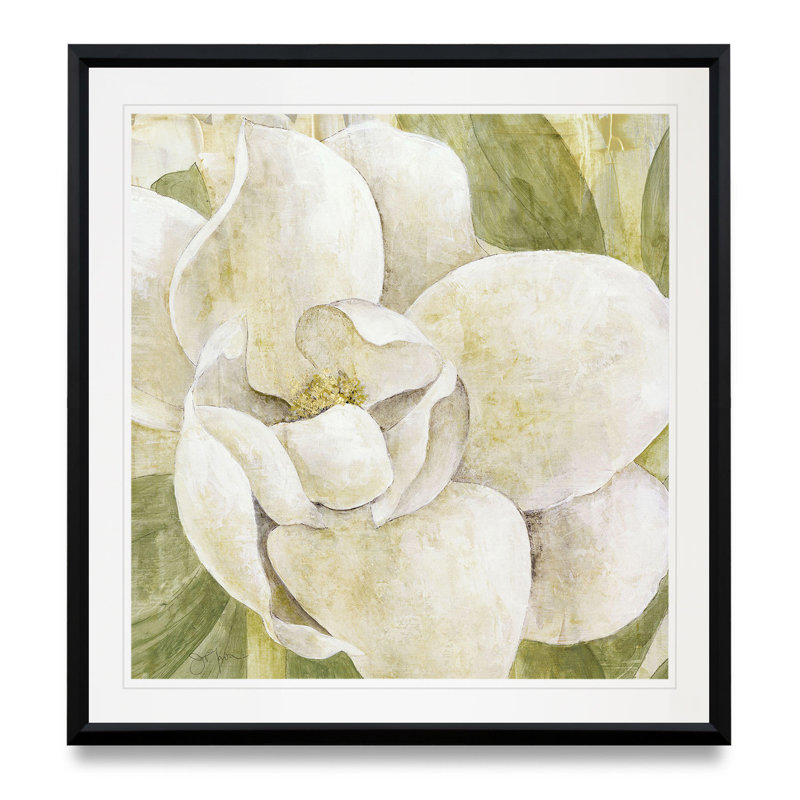 Magnolia Dolce - imprimé, H 26,5 po x l 26,5 po x P 1,5 po, Cadre plastique noir