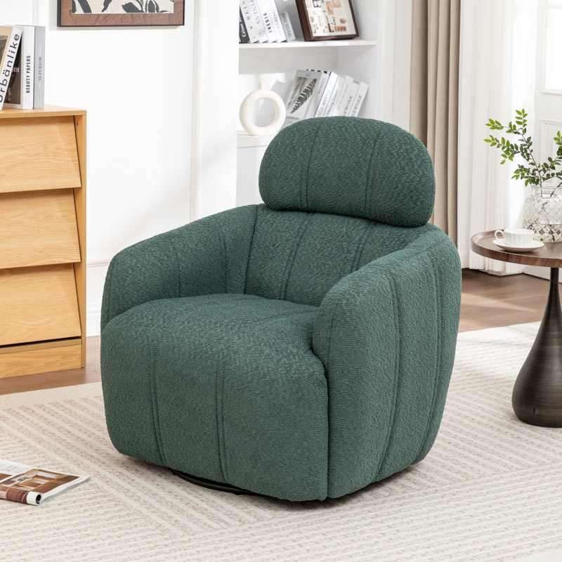 Ashyiah 32'' Wide Swivel Chair With Round Metal Base, Green