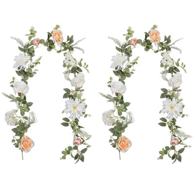 2Pcs Hydrangea Garland, 6.56FT Rose Flower Vine, Arch Flowers,  Floral Garland For Decor Home Table Runner Mantle Decoration