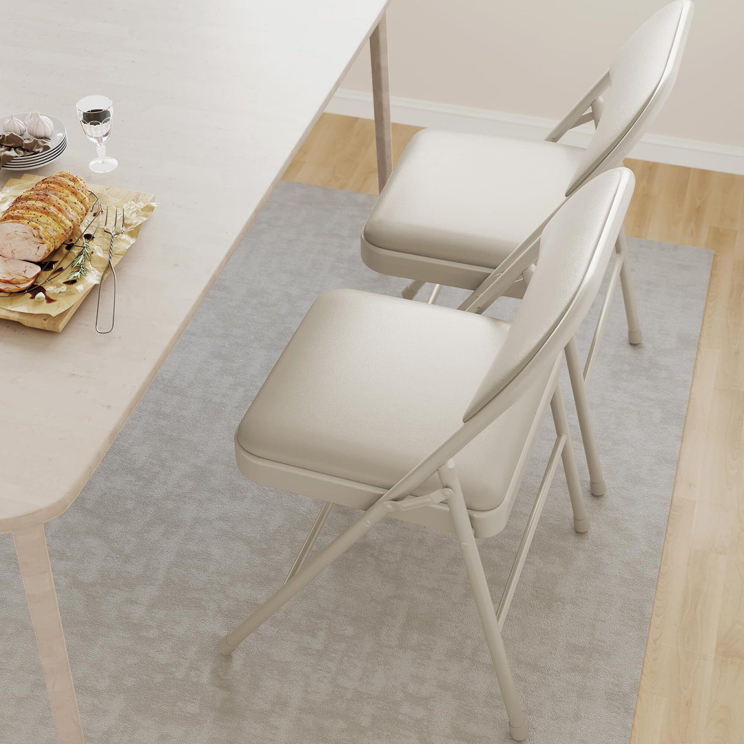 Mencos Upholstered Padded Stackable Folding Chair Folding Chair Set Inbox Zero