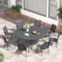 Ensemble de salle à manger de patio rond avec table de salle à manger en métal 60 po et 8 chaises empilables en PVC-coated polyester