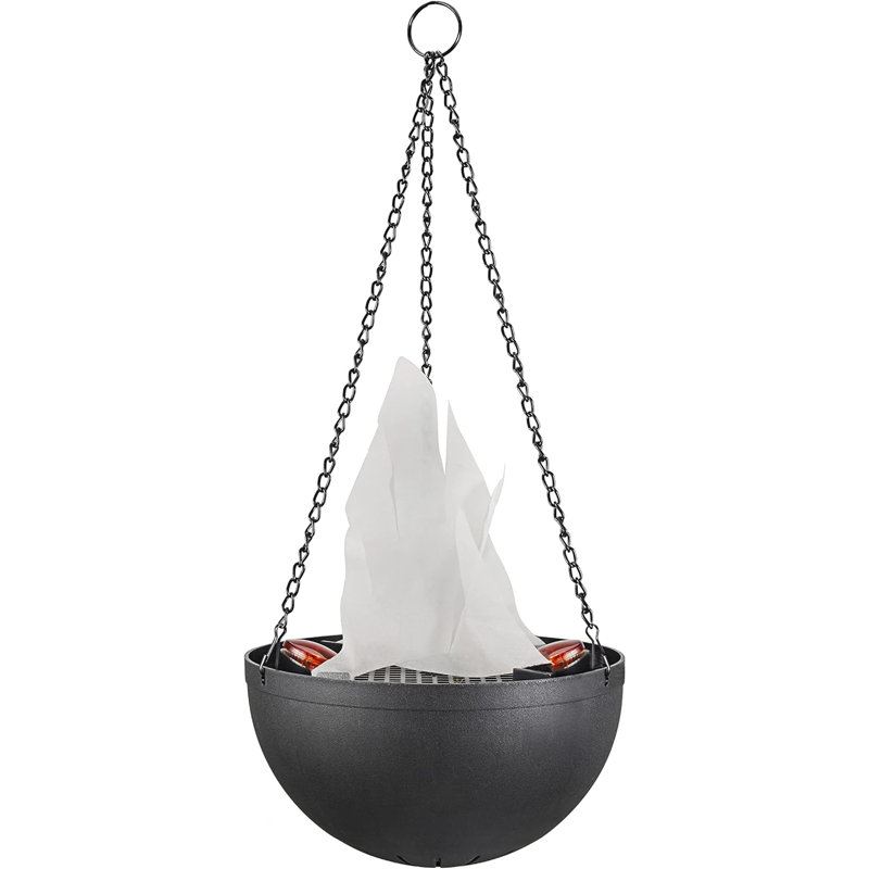 #61168-24-1,LED Hanging Fire Flame Light Prop,Black Finish,Blue Flickering Light,6"Wx5-1/8"H.