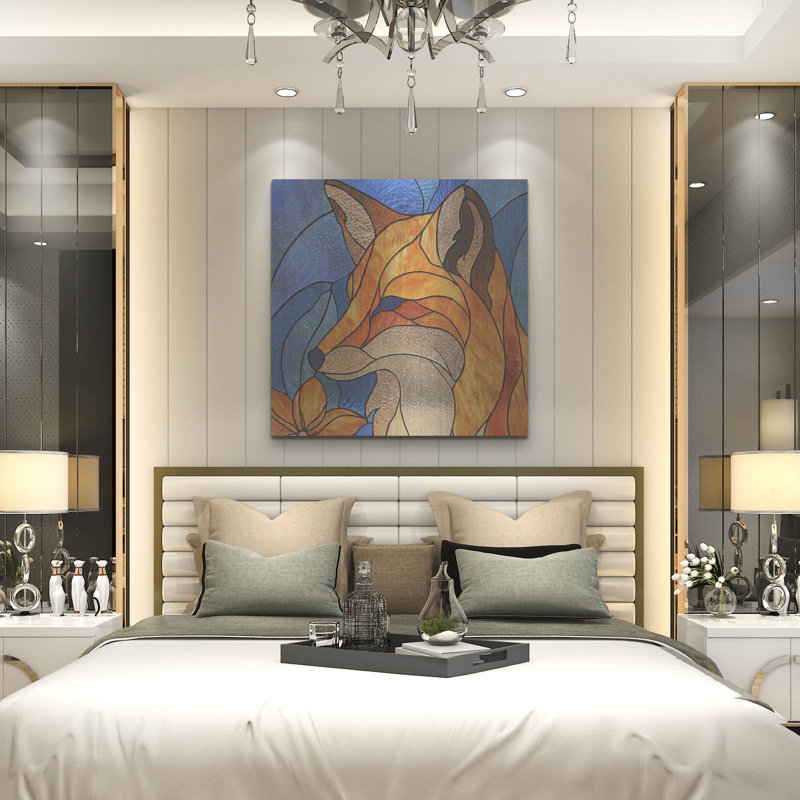  «Stain Glass Fox» par Rich Monet, art mural en métal, 36 po x 36 po, H 36 po x l 36 po