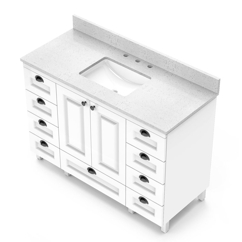 49'' Single Bathroom Vanity Top with Sink, White