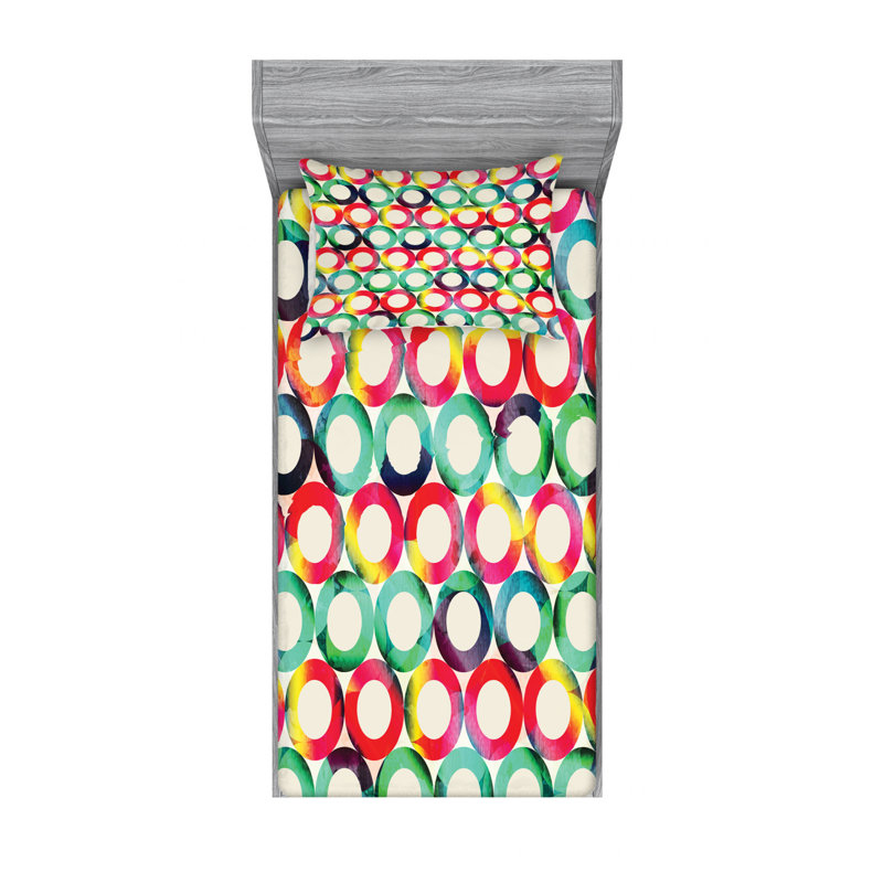 Microfiber Geometric Sheet Set, Twin XL Sheet Set with Fitted Sheet