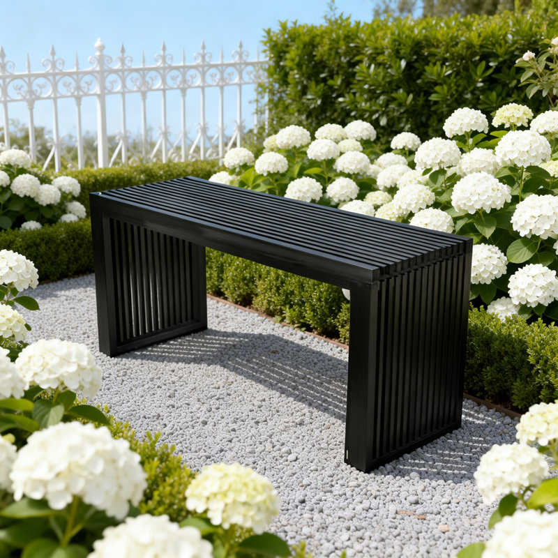Bamboo Dining Bench, Farmhouse Decor Indoor Kitchen Table Bench(Black), Black