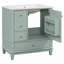 Meuble-lavabo autoportant de 30 po avec lavabo en céramique, cadre en bois massif, porte à fermeture en douceur et plusieurs options de rangement-116452136-116452139