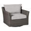 Fauteuil pivotant club tissé - noyer noir-62379960-63361372-70150079