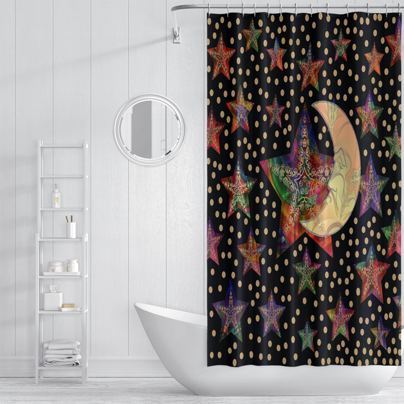 Rideau de douche simple à pois Alessandro, 70 po x 90 po