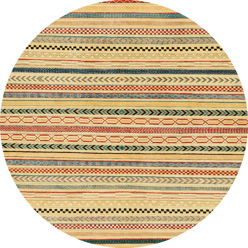 Striped Indoor Rug, Round 6'