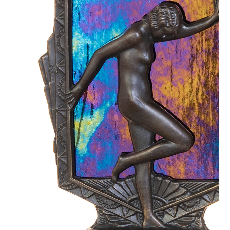 9" High Deco Posing Lady Accent Lamp, Blue/Orange/Teal