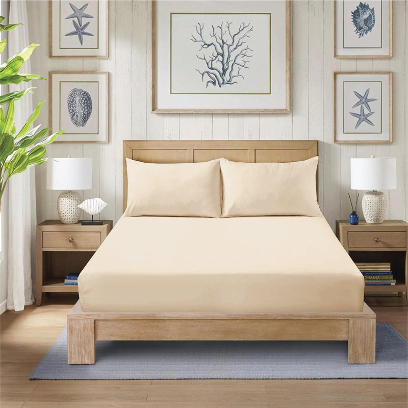 Ewoud Super Soft Microfiber Fitted Sheet – 25cm Deep Pocket, Brushed Finish, Kingsize (5'), Cream