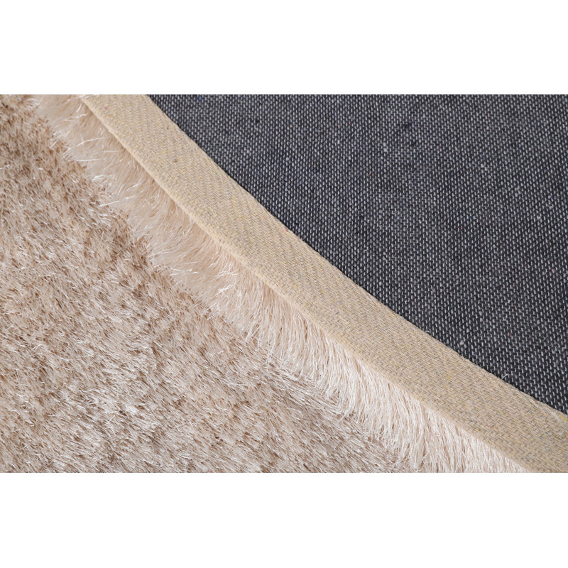 Tapis à poils longs champagne Egbert Collection, Rond 7 pi