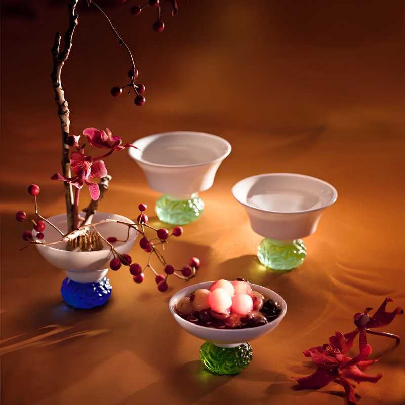 LIULI Living, Bone China Sake Cup | Seasonal Treasures (Set of 4)