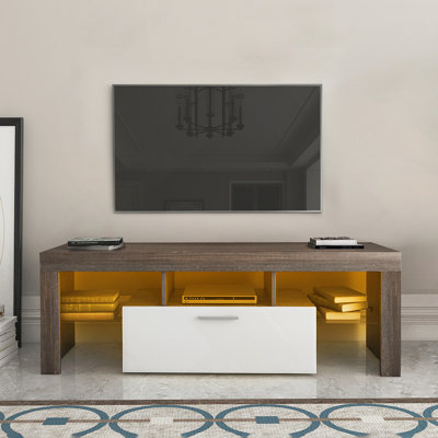 Meuble télé avec tablette en verre trempé