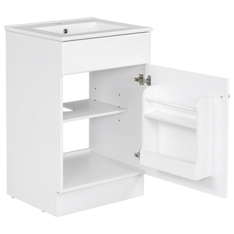 Armoire de meuble-lavabo avec tablette de porte, Blanc