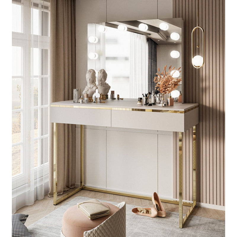 Eastport Dressing Table With Mirror and LED Bulbs