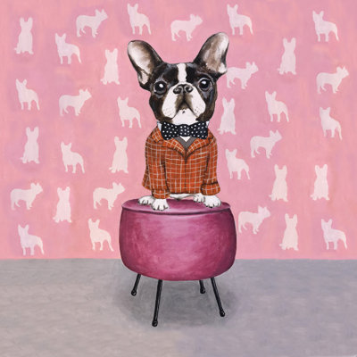 Bouledogue français sur pouf - peinture
