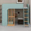 Lit mezzanine en bois avec échelle robuste et tablettes de rangement multicouches-133471537-133471538