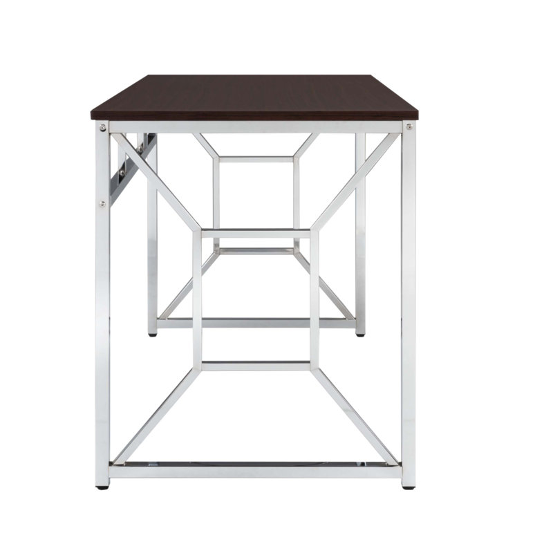 Bureau avec espace de travail en panneau de fibres à densité moyenne et cadre chromé Martha