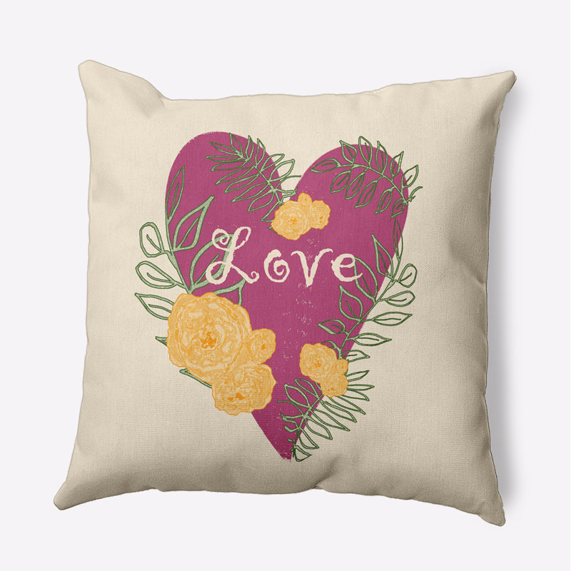 Floral Polyester Throw Pillow, 20" H x 20" W, Square