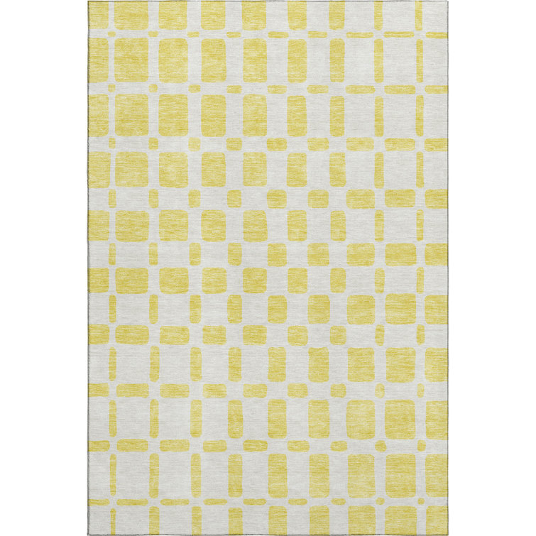 Premium Machine Washable Prisco Yellow Rug