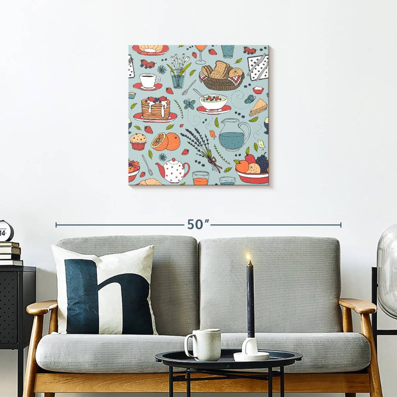 Breakfast Food Pattern, 24" H x 24" W