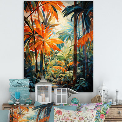 «Zerangue Orange Palm Trees Mosaic II», reproduction sur toile