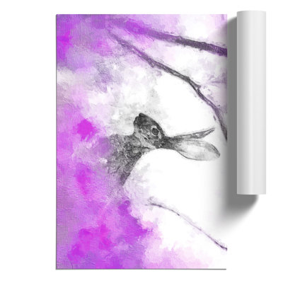 The Alert Hare in Pink - Frameless Print