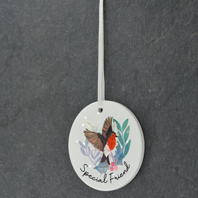 The Seasonal Aisle Special Friend Festive Robin Circle Shaped Ceramic Ornament