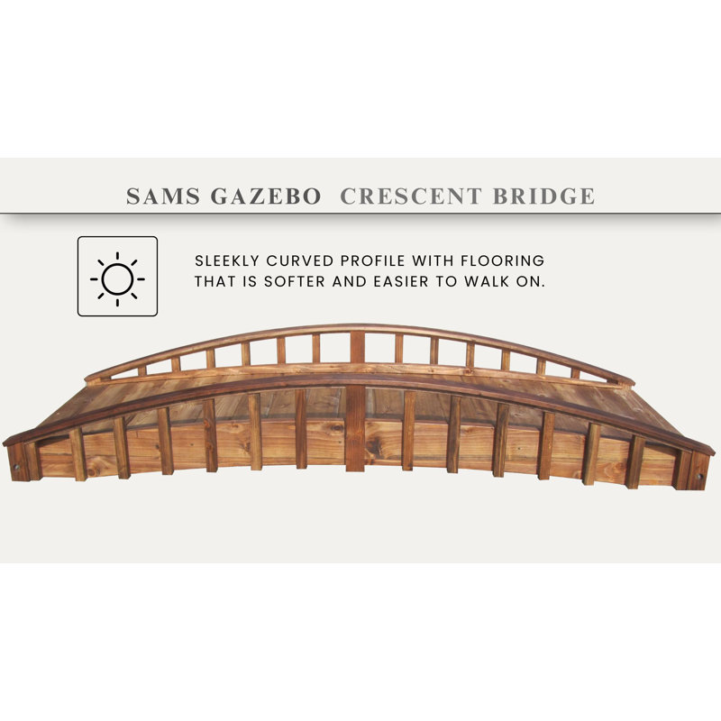 8-Foot Treated Brown Fir Japanese Garden Bridge