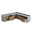 Banc de rangement d'angle avec 6 tiroirs en osier - Siège d'entrée en forme de L, peu encombrant, assemblage rapide