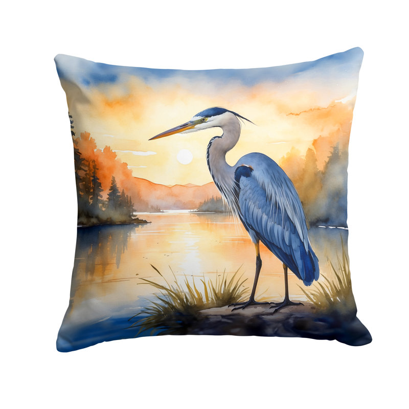 Coussin Blue Heron in the Golden Hour, Carré 14 po