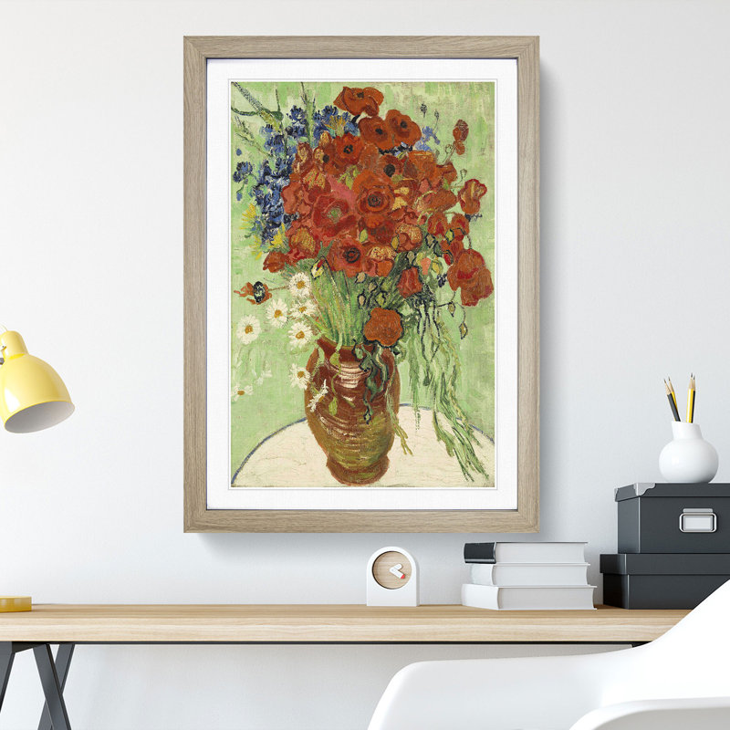 Still Life with Daisys by Vincent Van Gogh - Picture Frame Painting, Oak, 36cm H x 27cm W x 2cm D